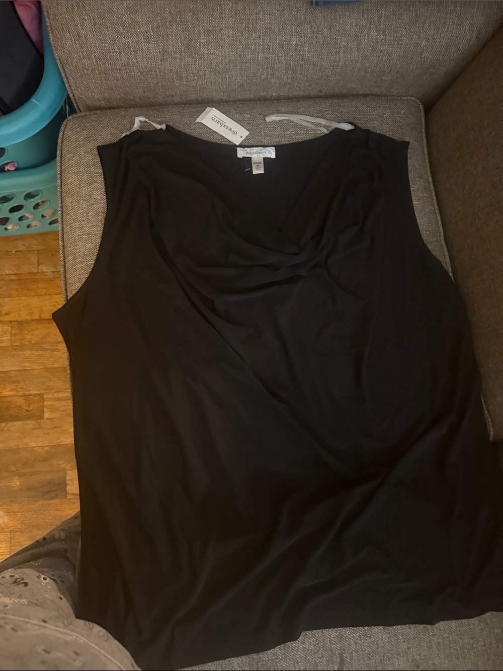 Dress Barn Black Draped Neck Sleeveless Camisole